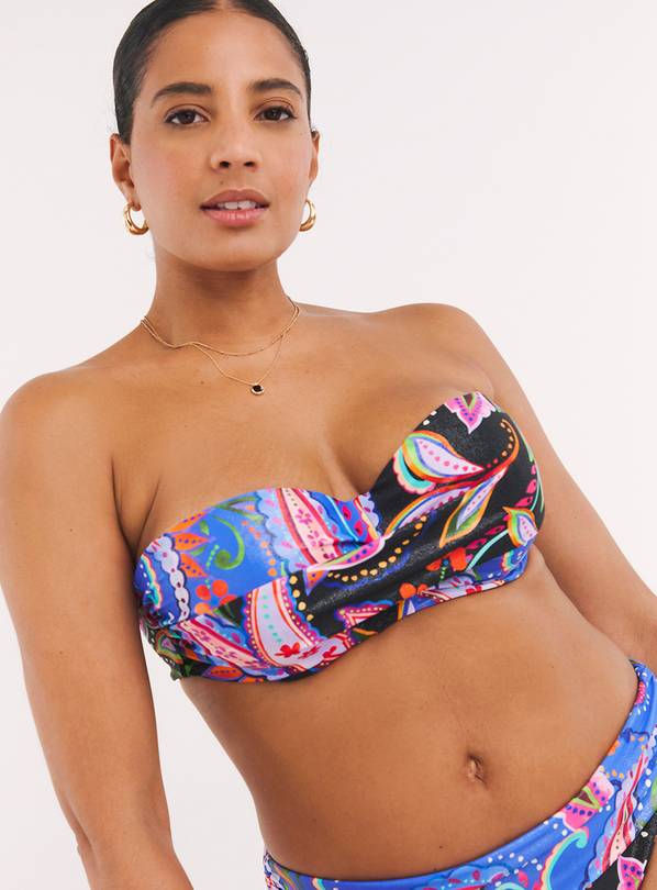 SIMPLY BE Magisculpt Paisley Twist Front Bandeau Underwired Bikini Top 40D